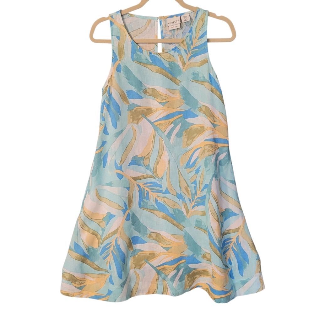 Rachel Zoe 100% linen watercolor A-line  casual dress - XS.         Y111